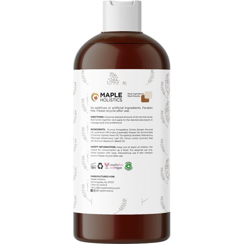 Sore Muscle Massage Oil for Body - Relaxing Massage Oil for Massage Therapy with Lavender and Rosemary Oils for Muscle Relief - Gentle Warming Massage Oil for Sore Muscles for Pro or Home Use (16oz)