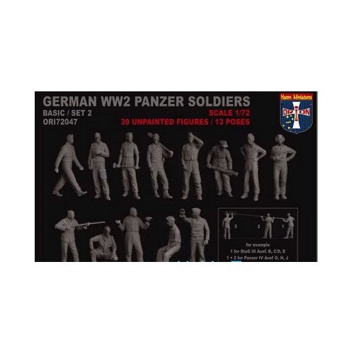 Orion Plastic Model Figures WWII German Panzer Soldiers, Set 2 1/72 72047