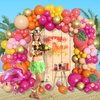 Ouddy Life 178Pcs Tropical Balloons Arch Garland Kit, Luau Tropical Party Decorations with Aloha Pineapple Coconut Hot Pink Aqua Blue Balloons & Palm Leaves for Hawaiian Summer Birthday Supplies