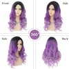 Dai Cloud Ombre Purple Wigs for Women Dark Roots Long Curly Wave Wigs Middle Part Synthetic Halloween Party Wigs