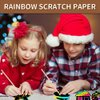 weiff 12 Sheet Xmas Scratch Paper Art 5'' X 5'' Magic DIY Rainbow Off Cards Crafts Set for Kids Boy Girl Classroom Prizes Birthday Adults Gift Easter Party Favors Decor Valentine Children's Day
