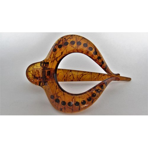 Generic Acrylic amber brown splatter paint alligator hair comb clip for medium thick, 8