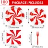 100Pcs Christmas Candy Cane Party Plates and Napkins Party Supplies Peppermint Party Tableware Set Red and White Striped Christmas Winter Party Decor Favors for Holiday Xmas Theme Party Serves 25