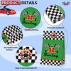 Tallew 24 Pcs Race Car Party Bags with Stickers Checkered Flag Party Favor Bags Treat Bag Racing Pit Crew Goody Gift Bags for Racing Car Party Supplies