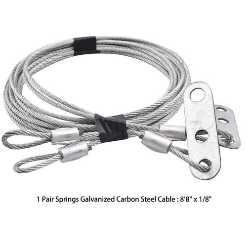 2Pack Garage Door Extension Cable, 8'8" x 1/8" 7x7 Strands Extension Spring Cable Set, Galvanized Carbon Steel