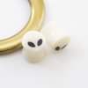 BodyJewelryOnline Unisex Organic Horn Ear Plugs, Tunnel Earrings, Piercing Stretchers, Hypoallergenic Supplies, 2G, White, Alien Face Design
