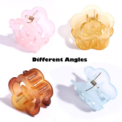 Hair Claw Clips 8 PCS Camellia Flower Hair Clips, Medium Cute Claw Clips for Women Girls, 2.1 Inch Nonslip Matte Jaw Clip for Thin/Medium Hair, Big Hair Clips Strong Hold for Thick Hair, Fashion Colorful Hair Accessories Gifts (lightcolor)