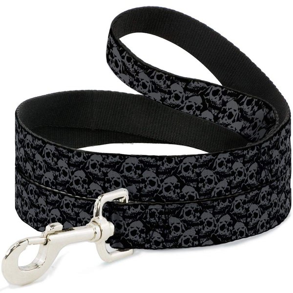 Buckle-Down Pet Leash - Skull Yard Black/Gray - 6 Feet Long - 1" Wide