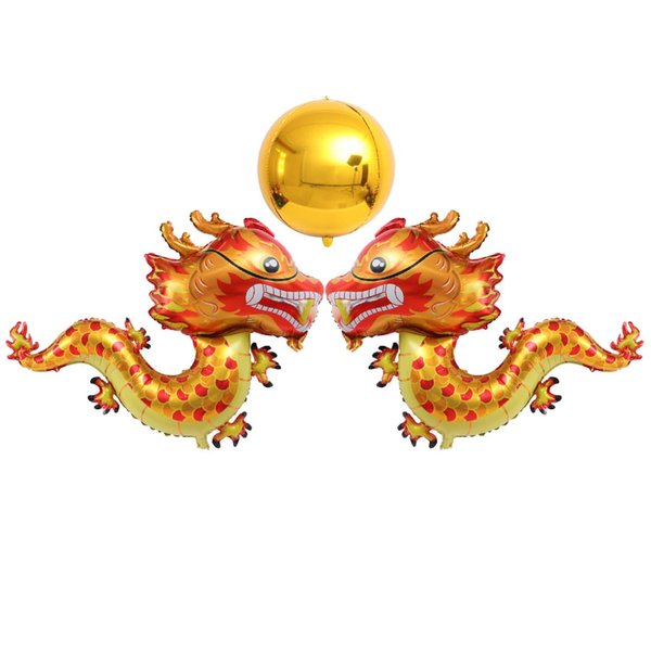 3 Pcs Gold Dragon Balloons Decorations, Cute Dragon Birthday Balloons for Party Supplies, Chinese Dragon Party Balloons Decorations, Legend Animal Balloons for Dragon Party Decorations