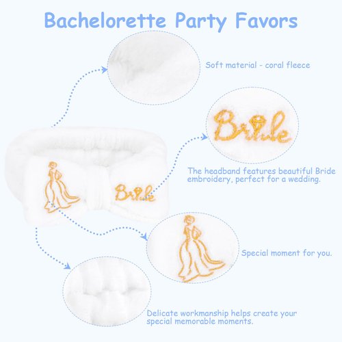 Jaciya Bachelorette Party Favors Bride Spa Headband Bachelorette Gifts for Bride Makeup Headband Bridesmaid Blue Headbands for Women