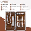 FAMILIFE Manicure Set, Professional Nail Kit Manicure Kit Nail Clipper Set, 12PCS Stainless Steel Nail Care Kit Manicure Tools, Nail Set with Brown Leather Travel Case Luxury Gifts for Him