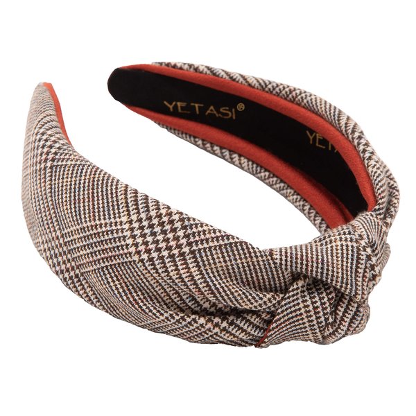 YETASI Brown Headbands for Women are Made with Comfy Non Slip Material. Plaid Knotted Headband for Women is Unique. Well Made Headbands for Women Top Knot