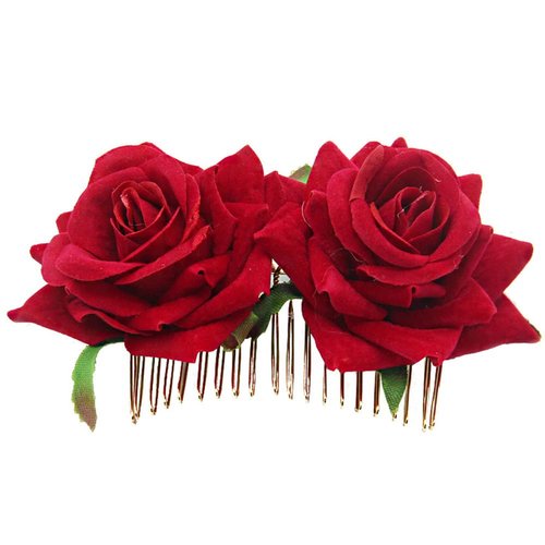 Rose Flowers Hair Barrettes for Women Flower Hair Pins Rose Hair Accessories for Women for Wedding Party Hairstyles Hair Combs Accessories for Women Rose Flower Hair Pin
