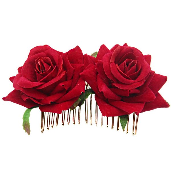 Rose Flowers Hair Barrettes for Women Flower Hair Pins Rose Hair Accessories for Women for Wedding Party Hairstyles Hair Combs Accessories for Women Rose Flower Hair Pin