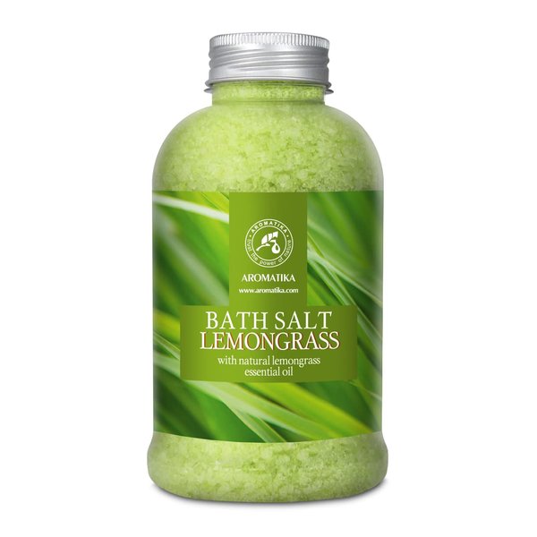 Bath Salts w/Natural Essential Lemongrass Oil 21.16 oz - Sea Salt Bath for Good Sleep - Bathing - Body Care - Wellness - Beauty - Relaxation - Aromatherapy - Spa - Bath Supplement