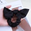 Andelaisi Boho Silk Hair Bow Rope Scrunchies Black Silky Bow Hair Band Hair Ties Vintage Elastic Hair Tie Ropes French Bowknot Ponytail Scrunchy Hair Ties Hair Accessories for Women Headdress
