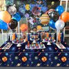 2 Pack Outer Space Party Tablecloths, Solar System Table Covers, 51x87'' Plastic Disposable Rectangle Planet Table Cover for Kids Space Theme Birthday Party Decorations, Galaxy Theme Party Supplies