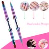 Ycyan 2Pcs Dual-ended Nail Design Brushes Rhinestone Handle UV Gel Nail Brush Set Professional Nail Art Tools Rainbow