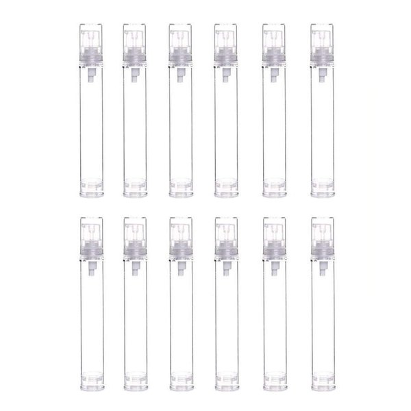 12Pcs Portable Empty Refillable Clear Plastic Airless Vacuum Pump Bottle Cosmetic Make-up Cream Lotion Sample Packing Toiletries Liquid Storage Container Vial Jars(15ml/0.5oz)