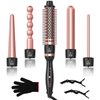 5 in 1 Curling Wand Set, Sixriver Hair Curling Iron with Curling Thermal Brush&4 Interchangeable Ceramic Curling Wand(0.4”-1.25”), Long Lasting Curls, Fast Heating Hair Wand Curler with Glove&2 Clips