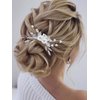 Latious Flower Bride Wedding Hair Comb Leaf Bridal Side Comb Sparkly Crystal Hair Piece Pearl Hair Accessorie for Women and Girls (Silver)