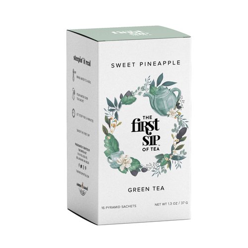 Sweet Pineapple Green Tea, Pyramid Sachet Tea Bags, Caffeinated, Antioxidants, Hot & Iced Tea - 16 Cups | The Spice Hut, First Sip Of Tea