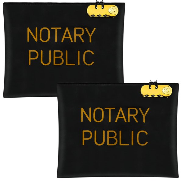 Saintrygo 2 Pack Combination Lock Notary Bags, Black and Gold, 9.8 x 13 Inches