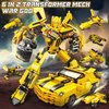 Transforming Building Blocks Set for Adults, Convertible Truck and Robot Building Kit Model, 6 in 2 Building Creative Action Mech Toys Halloween Xmas Gift for Boys and Girls (Yellow)