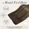 Full Shine Genius Weft Human Hair Extensions Hand Tied Weft Hair Extensions Ombre Hair Extensions Sew In Balayage Darkest Brown To Light Brown Mix Darkest Brown Soft Straight Human Hair 16 Inch 50G