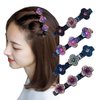 Sparkling Crystal Stone Braided Hair Clips, Satin Fabric Hair Bands with Crystal, Duckbill Hair Clips, Four-Leaf Clover Chopped Hairpin Duckbill Clip, Clover Rhinestone Flower Pearl Hair Clip for Woman Girls (Four-Leaf Clover -4 PCS)