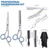 Marhaba AS Silver Hair Cutting Scissors for Men and Women,10 Pieces Hair Cutting kit, Hair Cutting and Thinning Shears, Stainless Steel Barber Scissors for Hair with Cape and Feather Razor