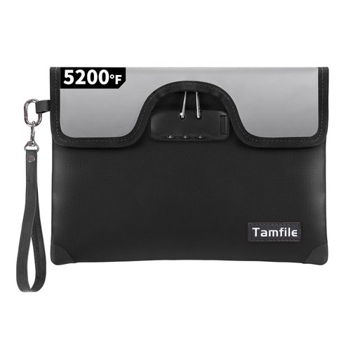 5200°F Fireproof Zipper Pouch Bags with Lock, Water Fireproof A4 Zipper Pouches, Letter Size File for Office Organizer Storage, Families, Legacy Planning, Paper Clutter Solution, (8.3" x 11", Black)