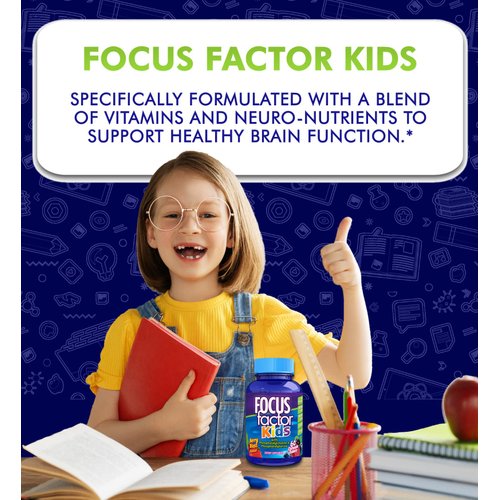Focus Factor Kids Complete Daily Chewable Vitamins: Multivitamin & Neuro Nutrient, Brain Function, w/Vitamin B12, C, D3, 60 Count (2 Pack)