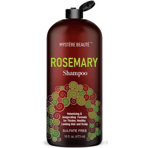 MYSTÉRE BEAUTÉ Rosemary Shampoo - Promotes Hair Growth & Scalp Health - Volumizing Formula for Thicker Healthier Hair & Scalp - Sulfate & Paraben Free, Daily Shampoo for Men Women - 16 fl oz