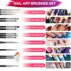 Teenitor Nail Art Brushes, Nail Art Paiting Design Brushes, 15 Nail Gel Brushes, Nail Dotting Pen 5pcs, 12 Colors Nail Rinestones & 10 Adhesive Nail Striping Tape for False Acrylic Nails-Black