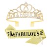 Casoty 70th Birthday Sash and Tiara for Women, 70th Birthday Decorations Women, Gold 70th Birthday Sash and Tiara Set, 70th Birthday Gifts for Women