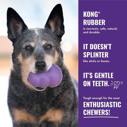 KONG Senior - Purple Rubber Dog Toy with Gentle, Natural Rubber - Durable Dog Toy for Older Dogs - Use Treats with Stuffable Chew Toy - Treat Toy for Chewing & Fetching (2 Pack) (Large)