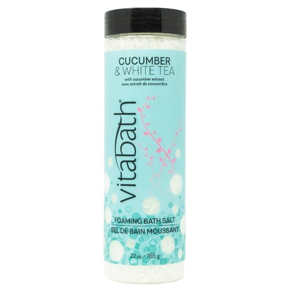 Vitabath Cucumber & White Tea Foaming Bath Salts Relaxing Bubble Aromatherapy Skincare - Muscle & Body Ache Soothing & Skin Nourishing Foamy Soak for Women & Men – 27 oz