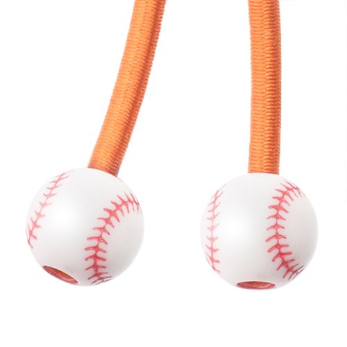 Sporteez "Double Play" Sliding Ponytail Holder - Baseball Charms - Dark Orange Elastic, Set of 2