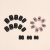 CEWEWP Black Short Press On Nails, 24Pcs Short Square Fake Nails with Black Vines and Dark Butterfly Designs False Nails with Designs Full Cover Acrylic Nails Stick Glue On Nails for Women Girls