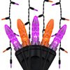 Wintergreen Lighting Halloween Icicle Lights, 70 Purple and Orange Mini LED Lights on Black Wire, 7 ft Fun House Halloween Decorations Party Lights (70 Icicle Lights)
