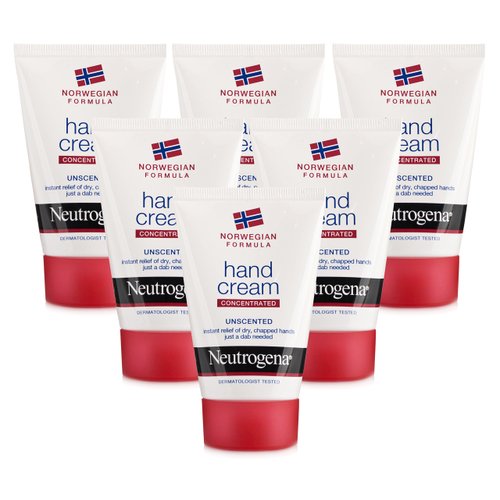 Neutrogena Concentrated Hand Cream, Unscented, Norwegian Formula,Travel Size (1.69 Ounce, Pack of 6)