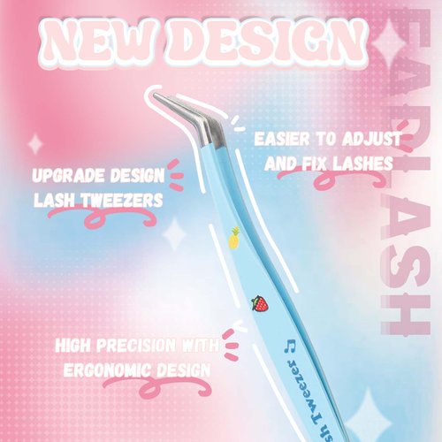 Lash Tweezers for Eyelash Extensions Lash Applicator Tool Lash Cluster Tweezers High Precision Eyelash Tweezers for Lash Extensions Tweezers for DIY Lashes Tweezers Kit Lash Tools (Blue)