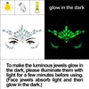 Face Gems-6Sheets Face Jewels Stick On+30g Chunky Glitter, Rhinestones Noctilucent Stickers Temporary Tattoos-Eye Body Euphoria Makeup Rave Clothes Carnival Festival Outfit Gifts For Women(3Luminous)