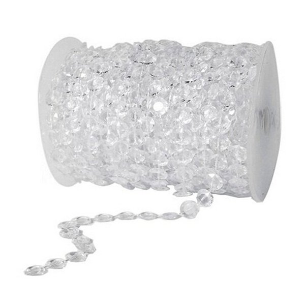 BlueSnail 99 ft Clear Crystal Acrylic Like Beads Wrapped by The Roll - Wedding Decorations, Party Decor, DIY(Flat, Clear)