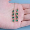 Sttiafay Vintage Emerald Crystal Threader Earrings Green Gem Drop Earrings Emerald Cz Square Earrings Gold Long Emerald Chain Earrings Jewelry for Women and Girls