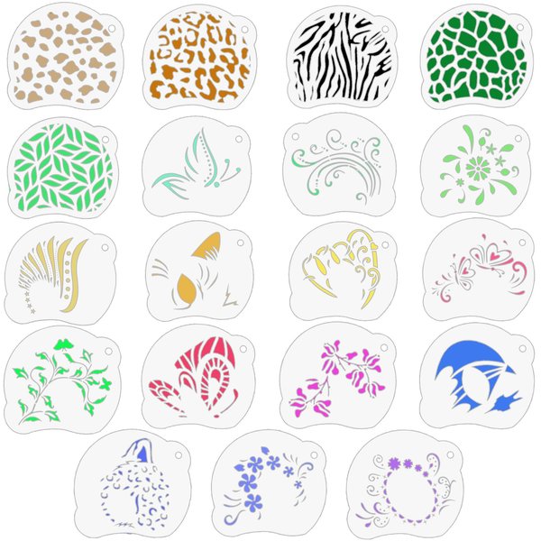 20PCS Face Paint Stencils Face Body Painting Stencils Face Tattoo Stencil Face Tracing Stencils for Kids Adults Holiday Halloween Face Makeup Body Art Painting (B)