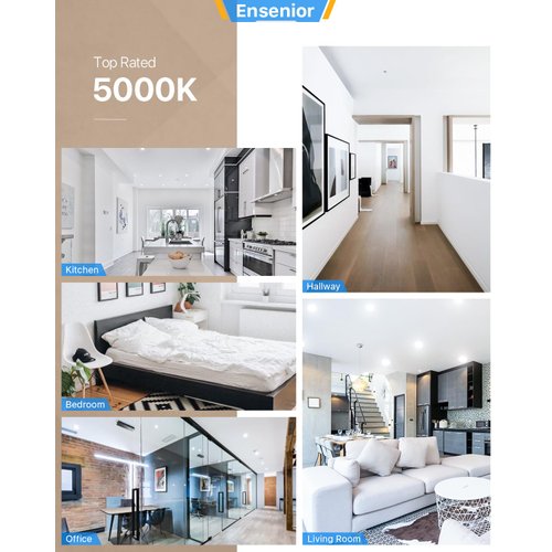 Ensenior 1 Pack 6 Inch LED Recessed Ceiling Light, Dimmable, 5000K Daylight, 1050LM 12W 120V, High Brightness Canless Wafer Downlight - ETL&FCC&IC