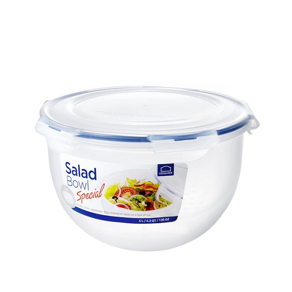 LocknLock Easy Essentials Food Storage lids/Airtight containers, BPA Free, Salad Bowl-16.9 Cup, Clear