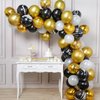 PartyWoo Gold and Black Balloons, 60 pcs Black Balloons, White Balloons, Black Marble Balloons, Gold Metallic Balloons, Gold Confetti Balloons for Great Gatsby Party, Hollywood Party, 1920 Party Decor